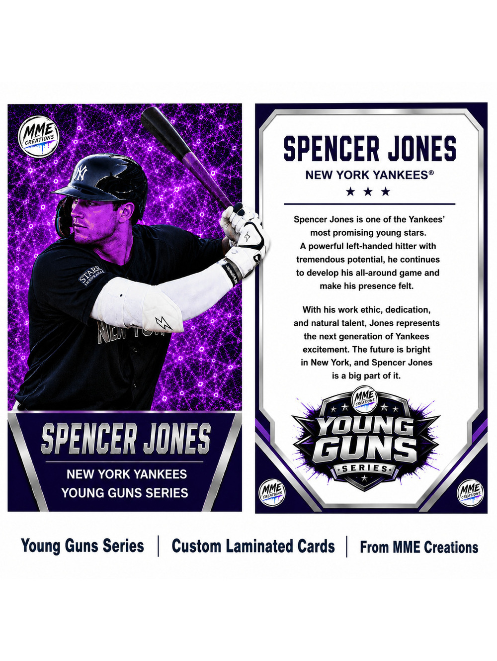 4233 Spencer Jones | Young Guns | Laminated Custom Baseball Card | Purple Ice